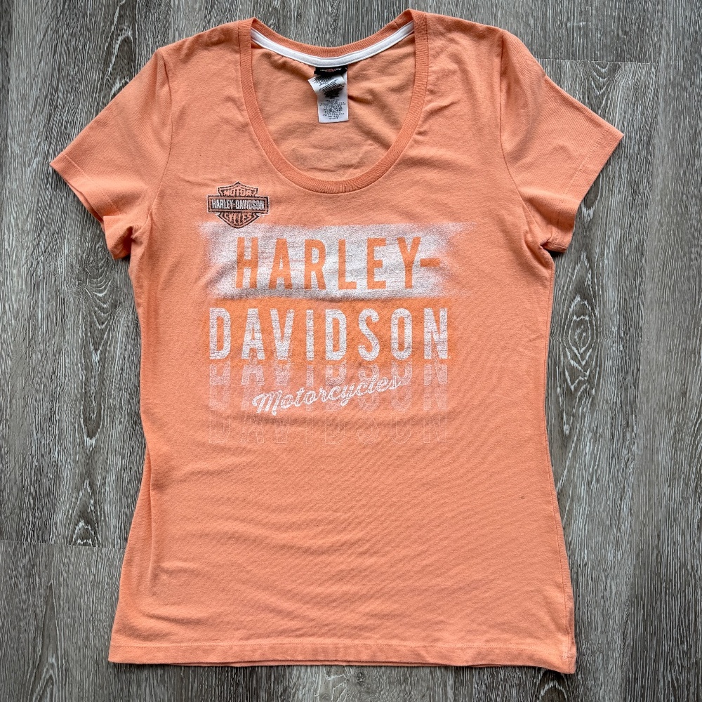 Cute Pink Apricot Harley Davidson Baby Tee